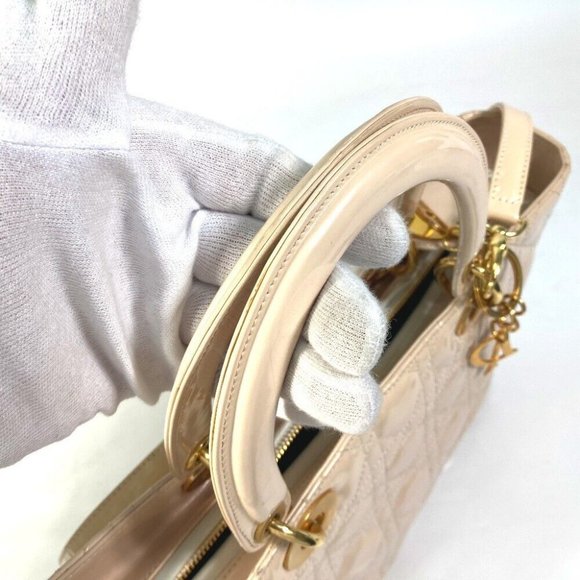 Auth CHRISTIAN DIOR LADY DIOR Cannage 2WAY Shoulder Bag Hand Bag - Picture 10 of 13